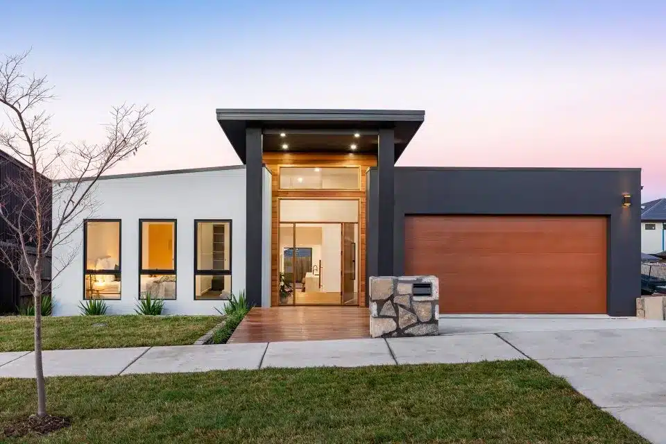 Modern Canberra home with timber garage